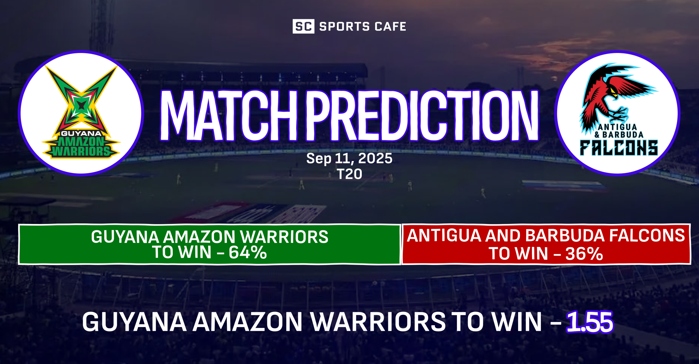 Guyana Amazon Warriors vs Antigua and Barbuda Falcons